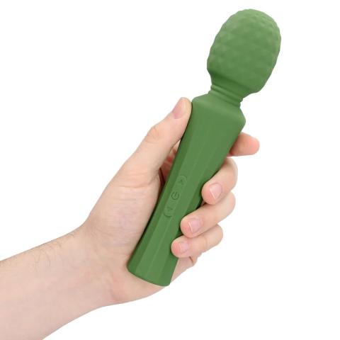 Zielony masażer wand z mocnymi wibracjami i uchwytem