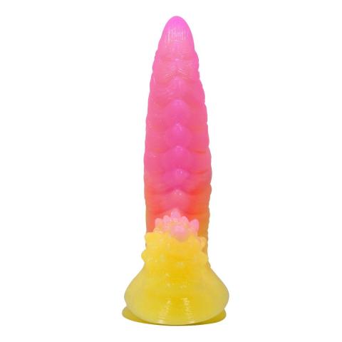 Żłobione dildo 22,5 cm z przyssawką | Silikon