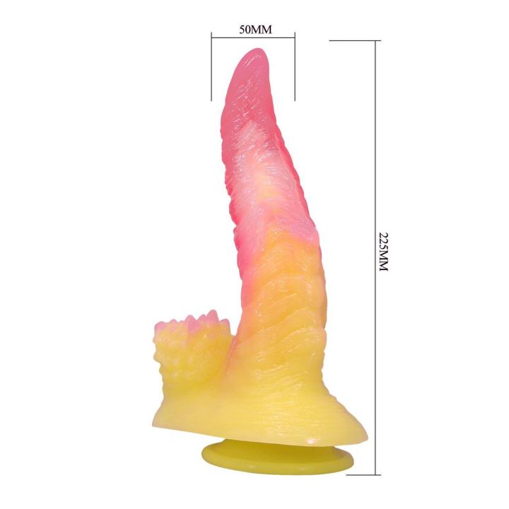 Żłobione dildo 22,5 cm z przyssawką | Silikon
