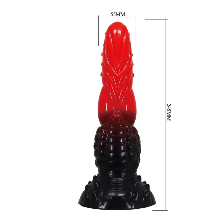 Silikonowe dildo 24,5 cm z przyssawką i pofalowaną teksturą