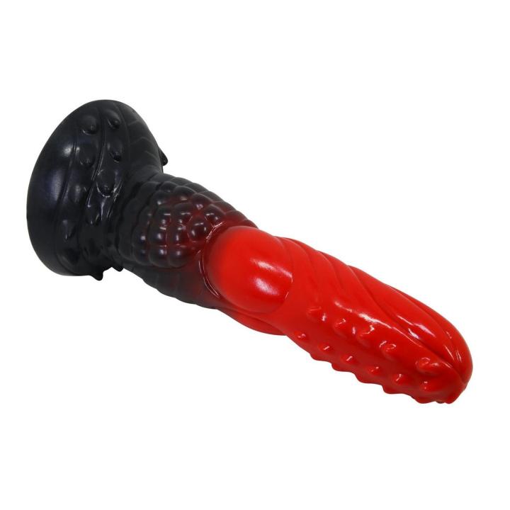 Silikonowe dildo 24,5 cm z przyssawką i pofalowaną teksturą