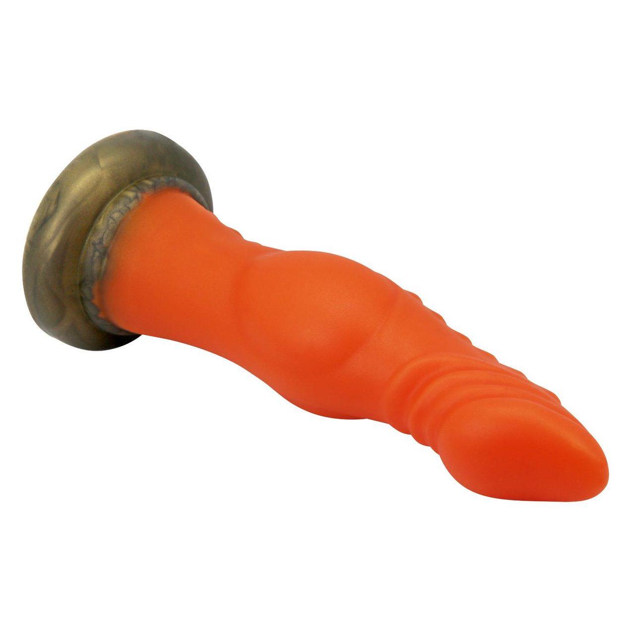 Dildo silikonowe z przyssawką 18,5 cm – żłobione | Loris.pl