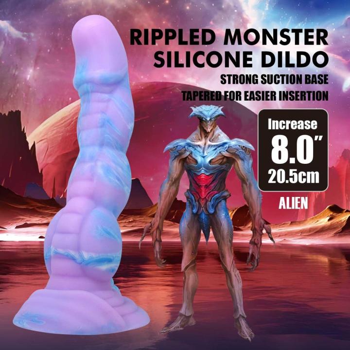 Falowane dildo 20,5 cm z przyssawką – silikon premium