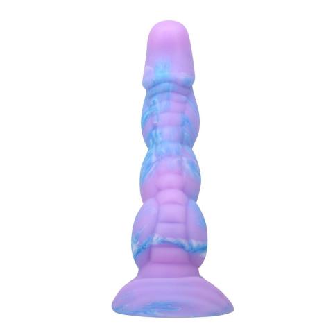 Falowane dildo 20,5 cm z przyssawką – silikon premium
