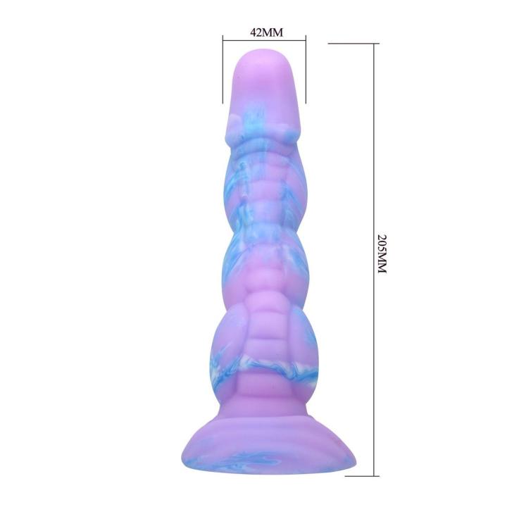 Falowane dildo 20,5 cm z przyssawką – silikon premium