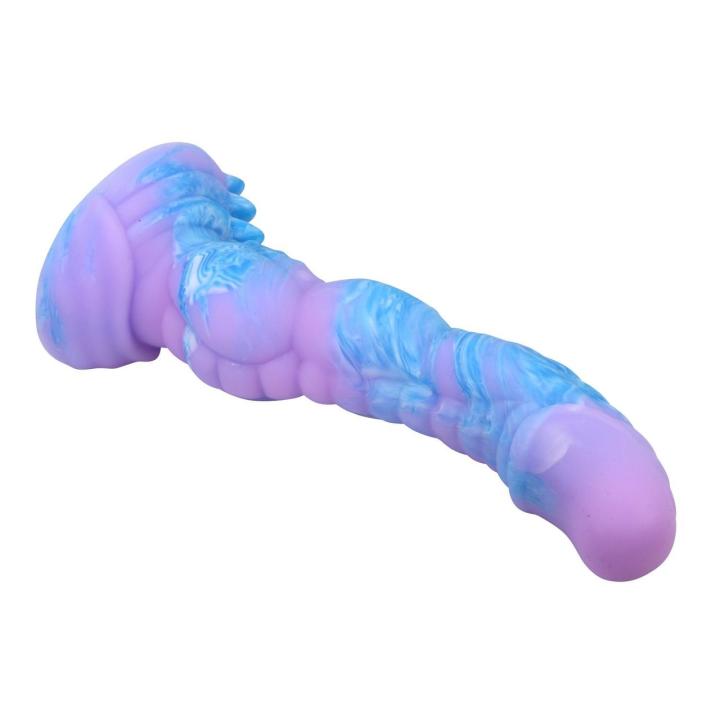 Falowane dildo 20,5 cm z przyssawką – silikon premium