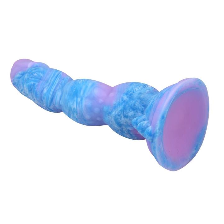 Falowane dildo 20,5 cm z przyssawką – silikon premium