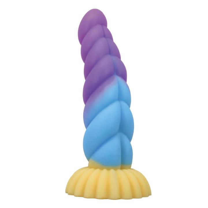 Duże dildo silikonowe 21,8 cm z przyssawką i falowaną fakturą