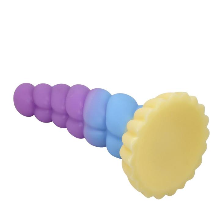 Duże dildo silikonowe 21,8 cm z przyssawką i falowaną fakturą