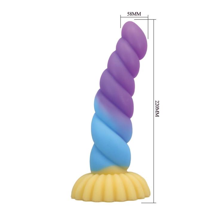 Duże dildo silikonowe 21,8 cm z przyssawką i falowaną fakturą
