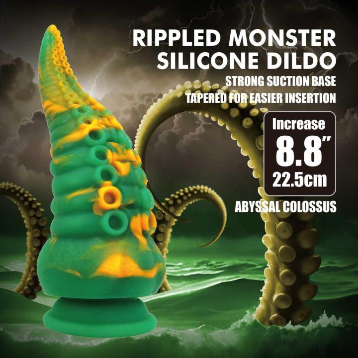 Duże dildo silikonowe 22,5 cm z żłobieniami i przyssawką