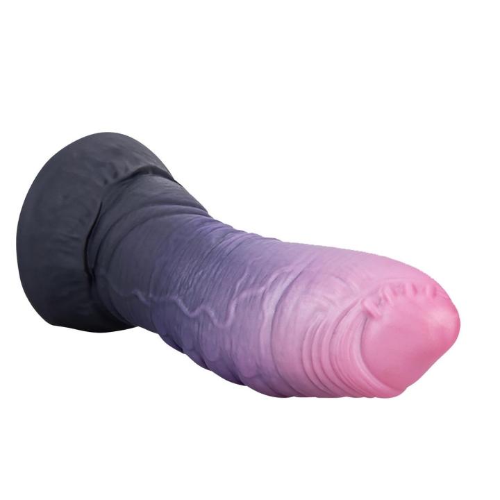 Duże dildo silikonowe 24 cm z przyssawką i falowaną teksturą