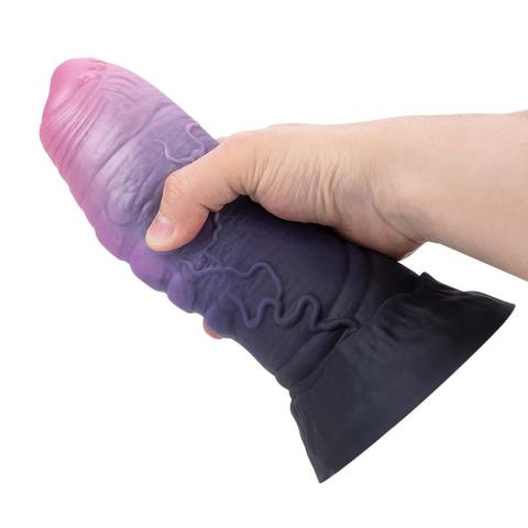 Duże dildo silikonowe 24 cm z przyssawką i falowaną teksturą