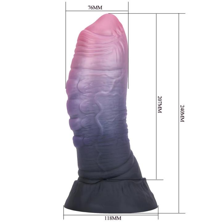 Duże dildo silikonowe 24 cm z przyssawką i falowaną teksturą