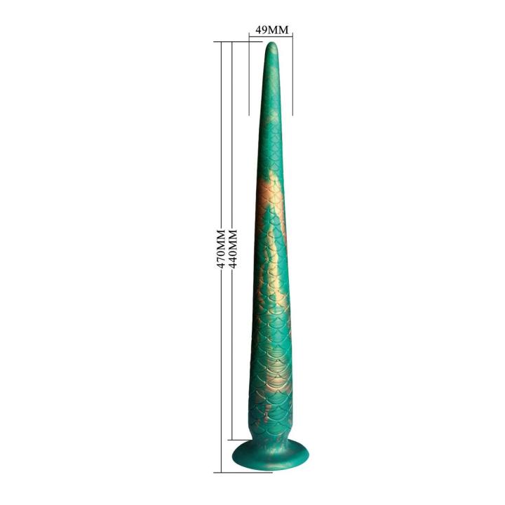 Silikonowe dildo 47 cm z przyssawką – łuskowana faktura