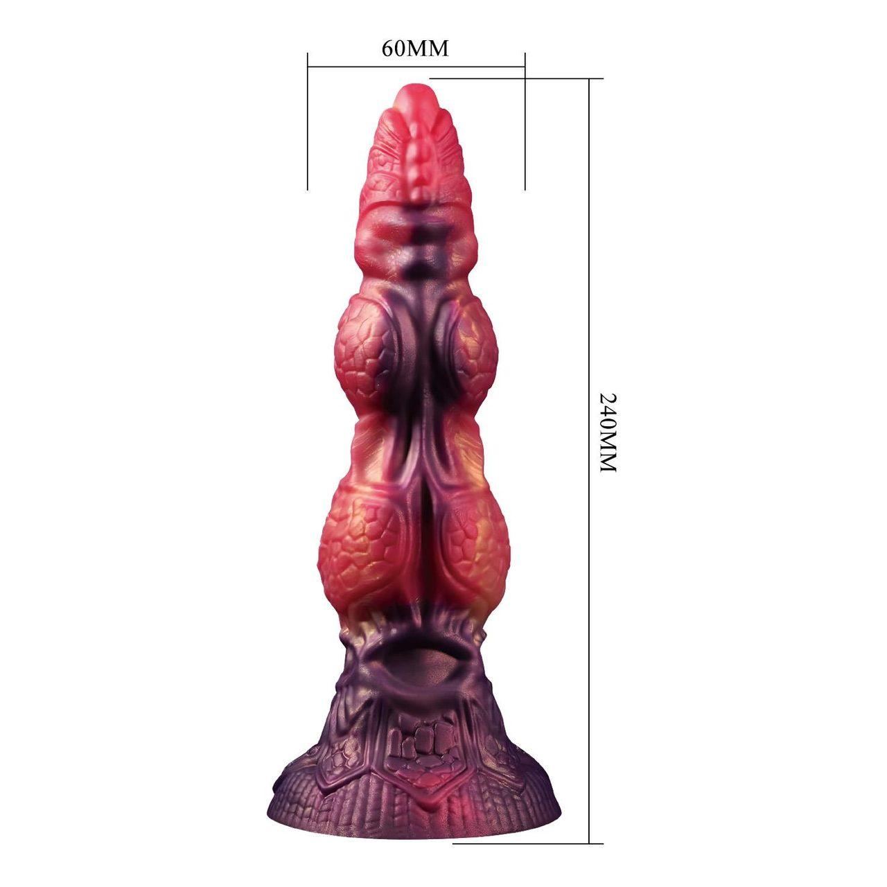 Monster dildo 24 cm z przyssawką | Silikon premium, pofalowana faktura