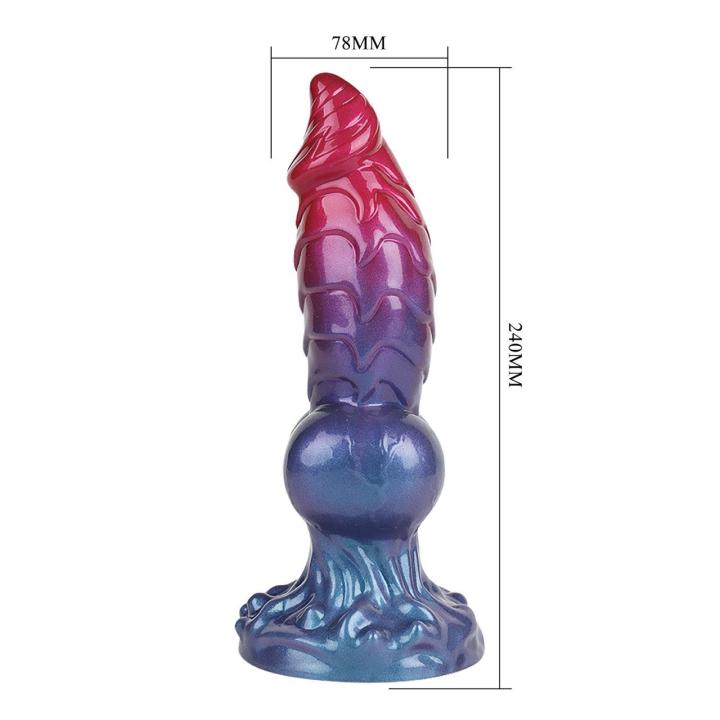 Monster dildo 24 cm z przyssawką i wypustkami