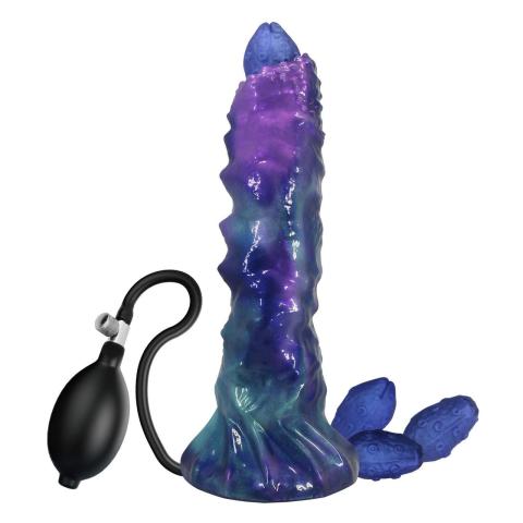 Dildo potwór 22,5 cm z pompką i przyssawką + 4 silikonowe jajka