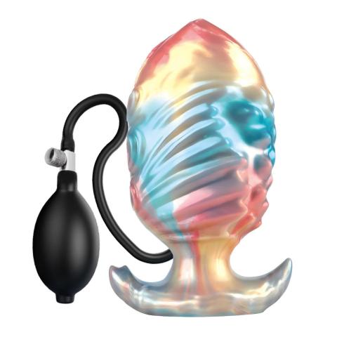Pompowany plug analny 18 cm silikonowy z teksturą
