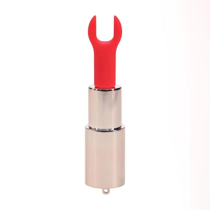 Mini wibrator pomadka różowy z etui i 2 końcówkami