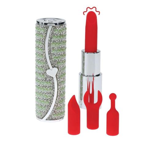 Mini wibrator w szmince zielony | Etui, 5 prędkości, usb