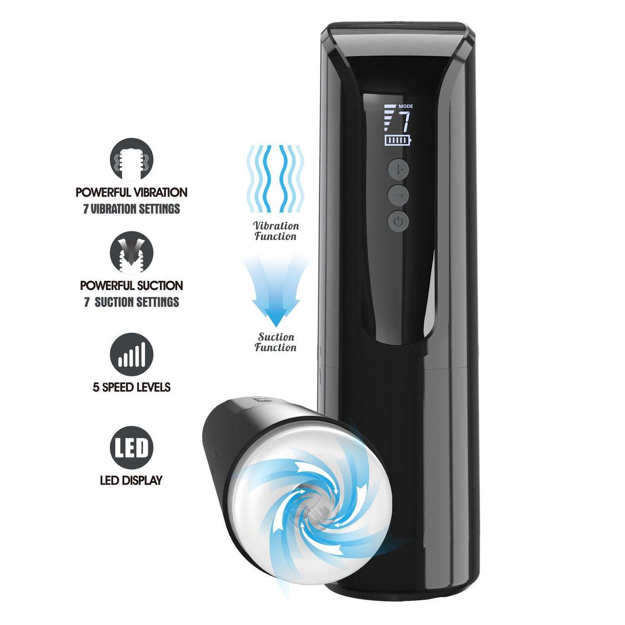 Masturbator z ssaniem i wibracjami 7 trybów | Wyświetlacz LED | Loris.pl