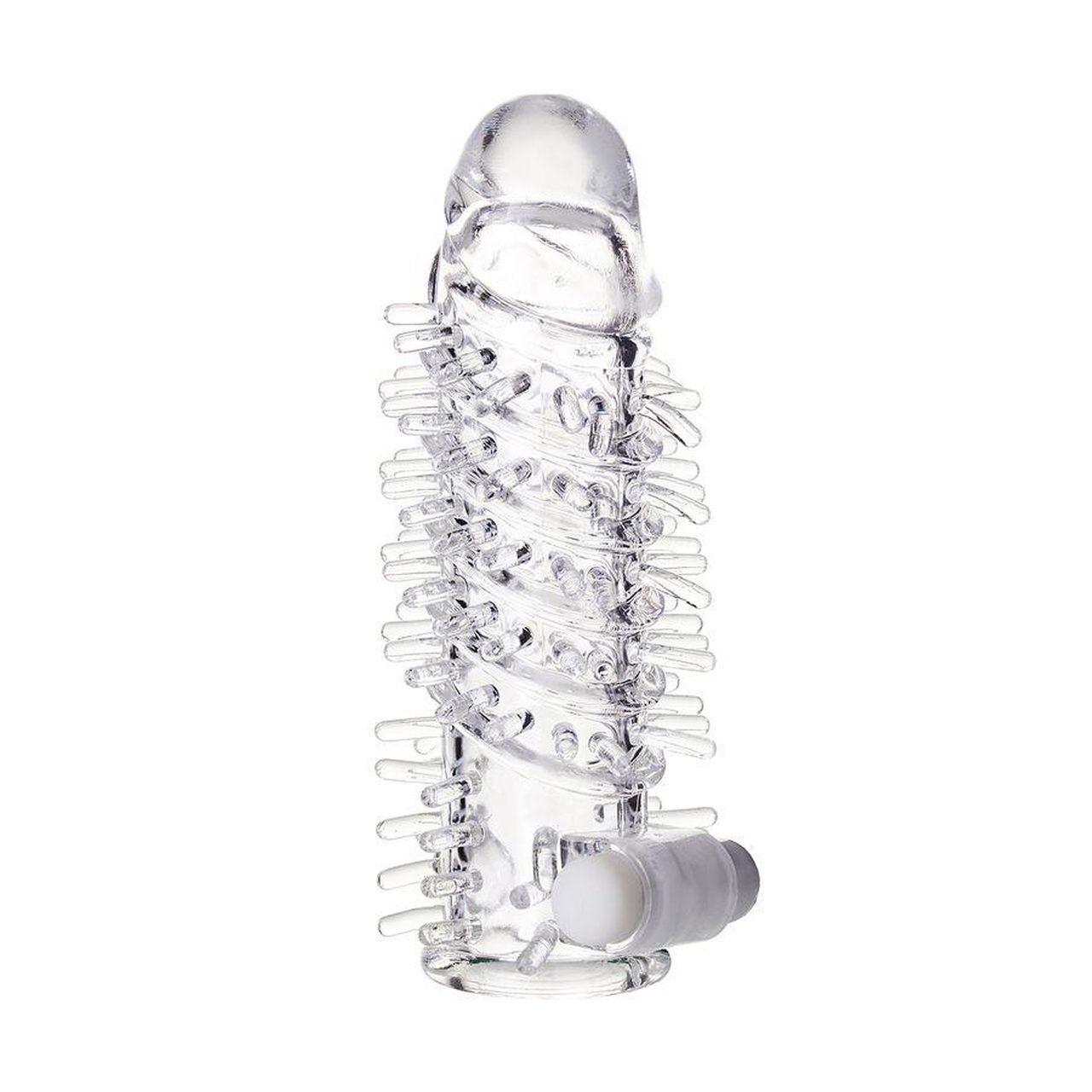 Nasadka na penisa z wibracją i bullet 13,4 cm | Transparentna TPR | Loris.pl
