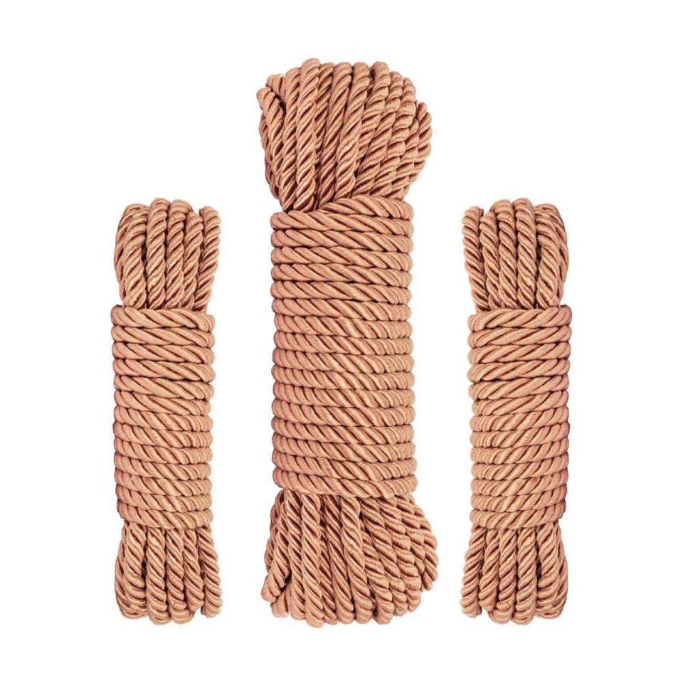 Luksusowy zestaw lin do bondage i shibari w kolorze różowego złota