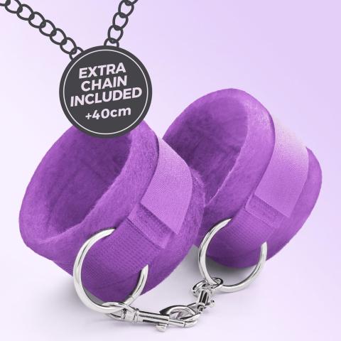 Kajdanki na rzep z łańcuszkiem 40 cm fioletowe – BDSM