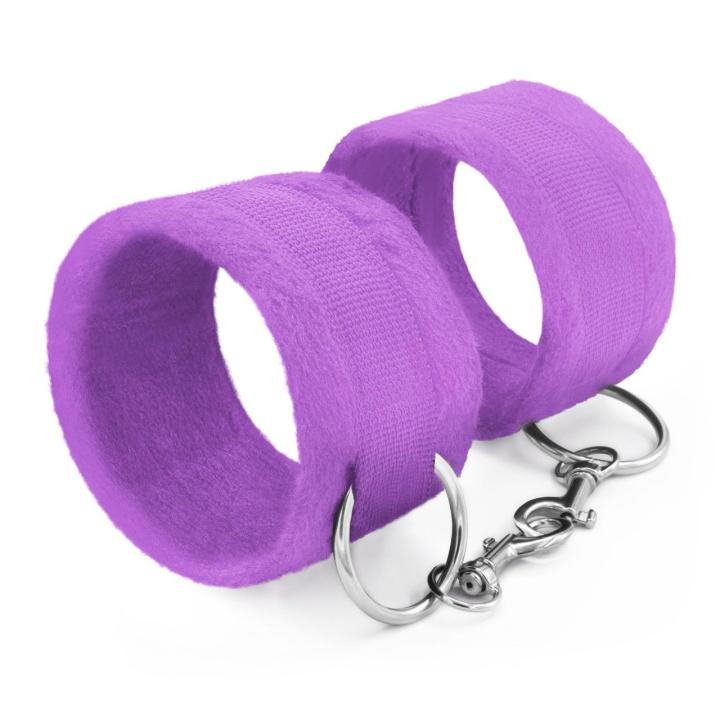 Kajdanki na rzep z łańcuszkiem 40 cm fioletowe – BDSM