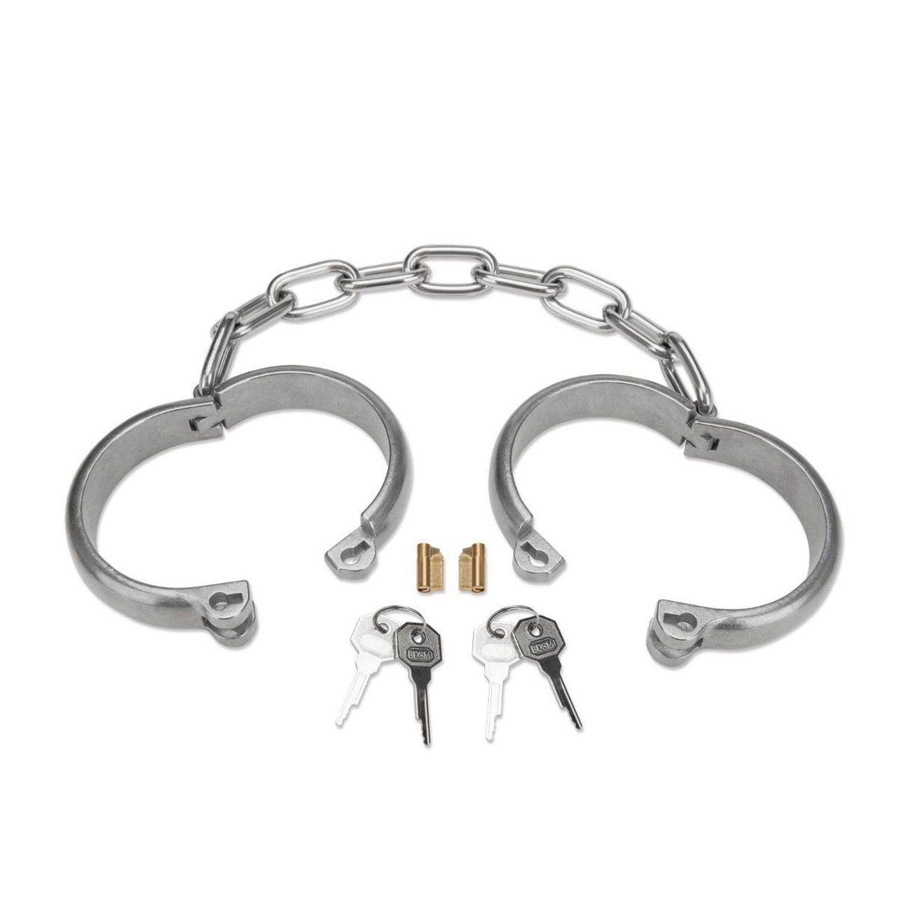 Ciężkie kajdanki na kostki ze stali nierdzewnej BDSM | Loris.pl