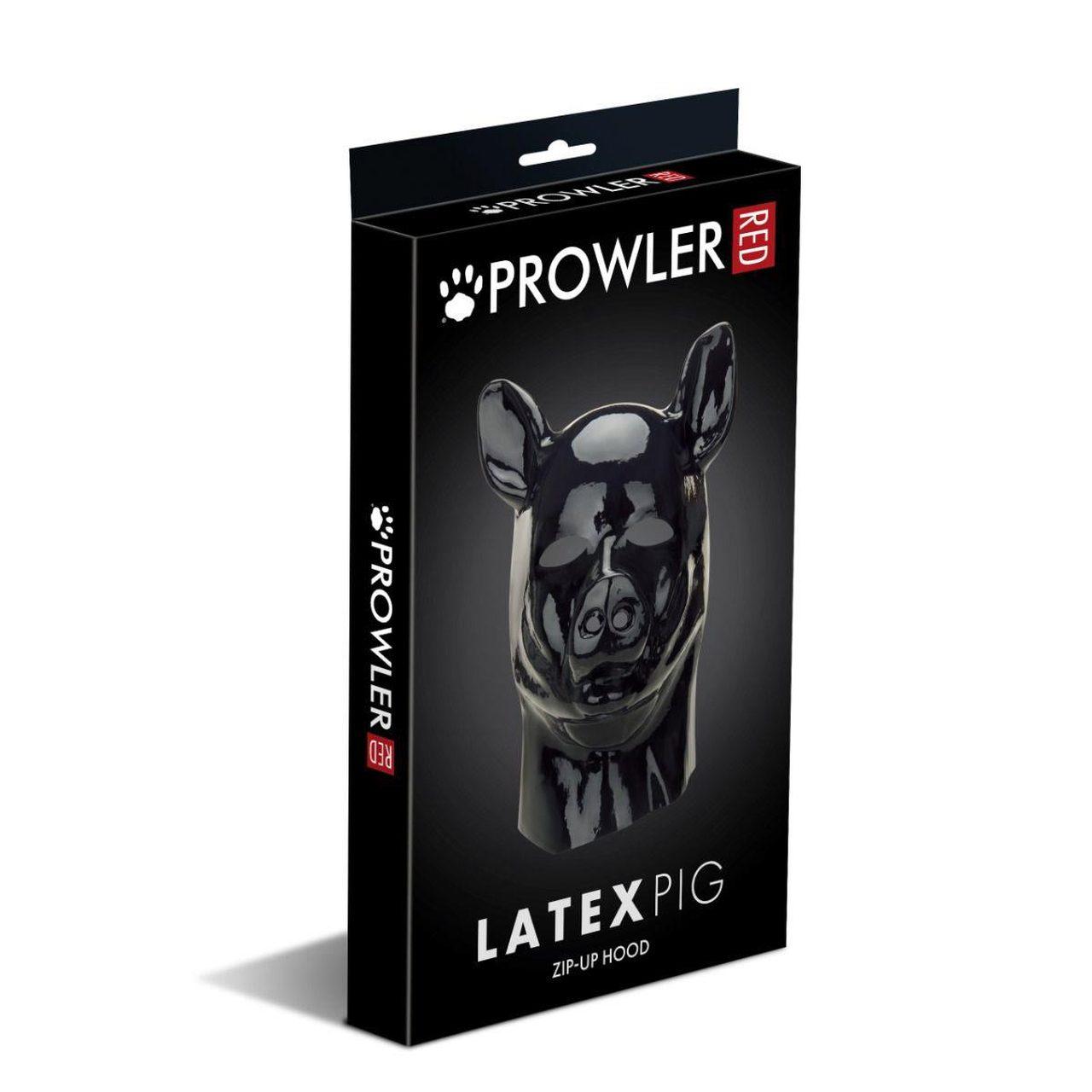 Czerwona lateksowa maska świnki BDSM – pig hood do role play | Loris.pl