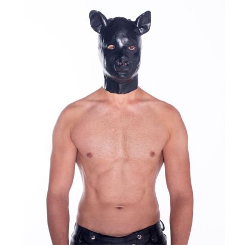 Czerwona lateksowa maska świnki BDSM – pig hood do role play