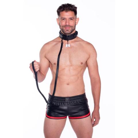 Obroża i smycz z ekoskóry do BDSM i pet play – regulacja do 50 cm