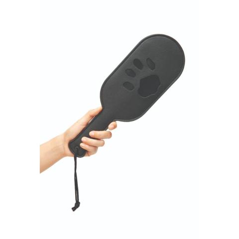 Czarny klapek BDSM z łapką – paddle do impact play i bondage