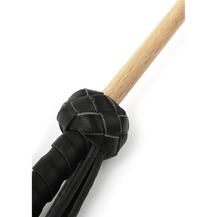 Laska BDSM 60 cm z drewna i skóry owczej | Kontrola doznań