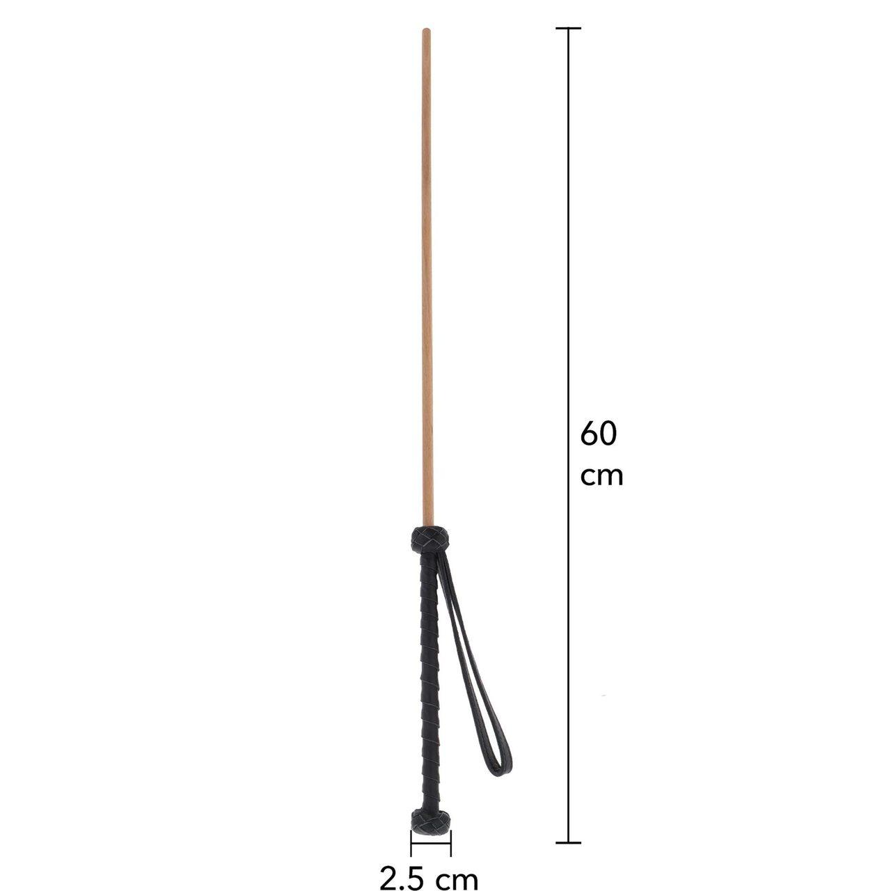Laska BDSM 60 cm z drewna i skóry owczej | Kontrola doznań | Loris.pl