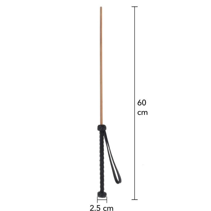 Laska BDSM 60 cm z drewna i skóry owczej | Kontrola doznań