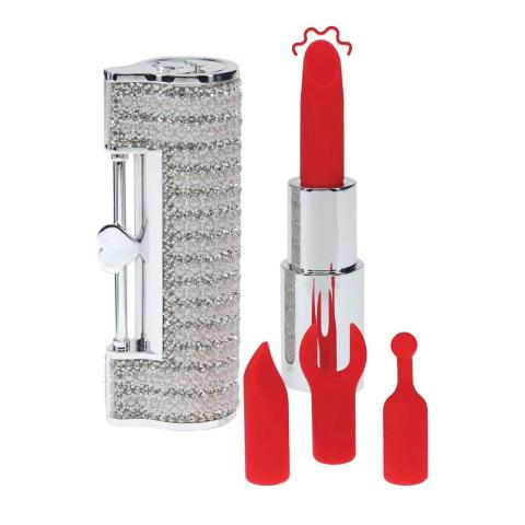 Mini wibrator w etui jak szminka | 2 końcówki, 5 trybów, USB