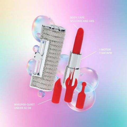 Mini wibrator w etui jak szminka | 2 końcówki, 5 trybów, USB