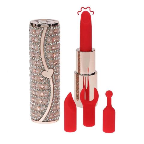 Mini wibrator w szmince różowy z etui i 2 końcówkami