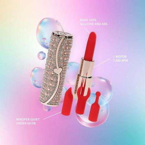 Mini wibrator w szmince różowy z etui i 2 końcówkami