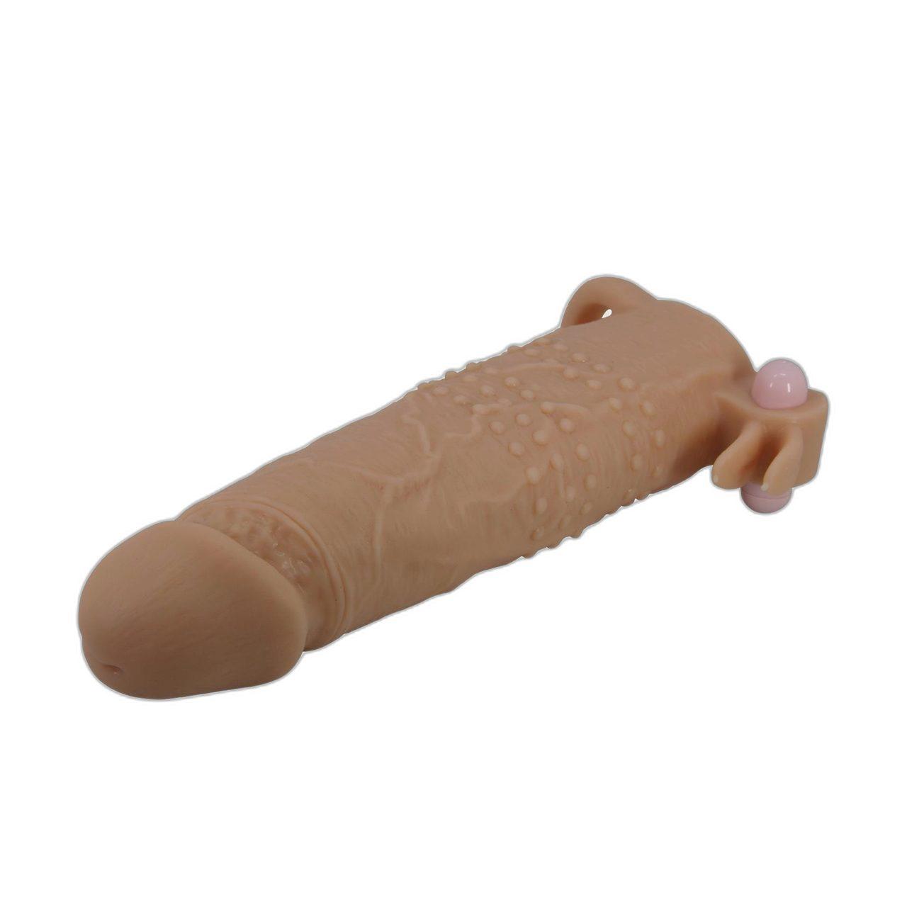 Wibrująca nakładka na penisa 17 cm z pętlą na jądra | Loris.pl