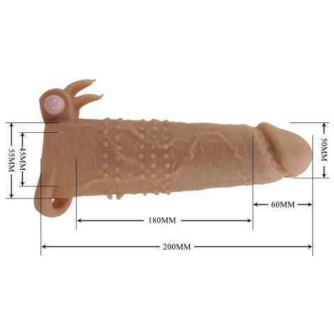 Wibrująca nakładka na penisa 17 cm z pętlą na jądra