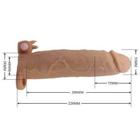 Cielista nakładka na penisa 22 cm z wibracjami i pętlą na jądra