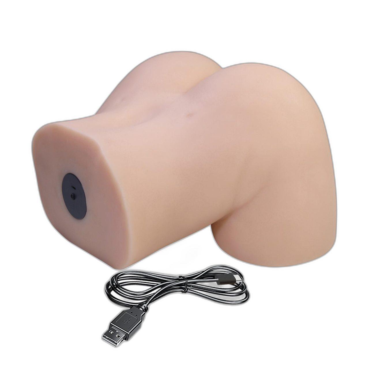 Masturbator waginalno-analny z wibracją cielisty TPR | Loris.pl