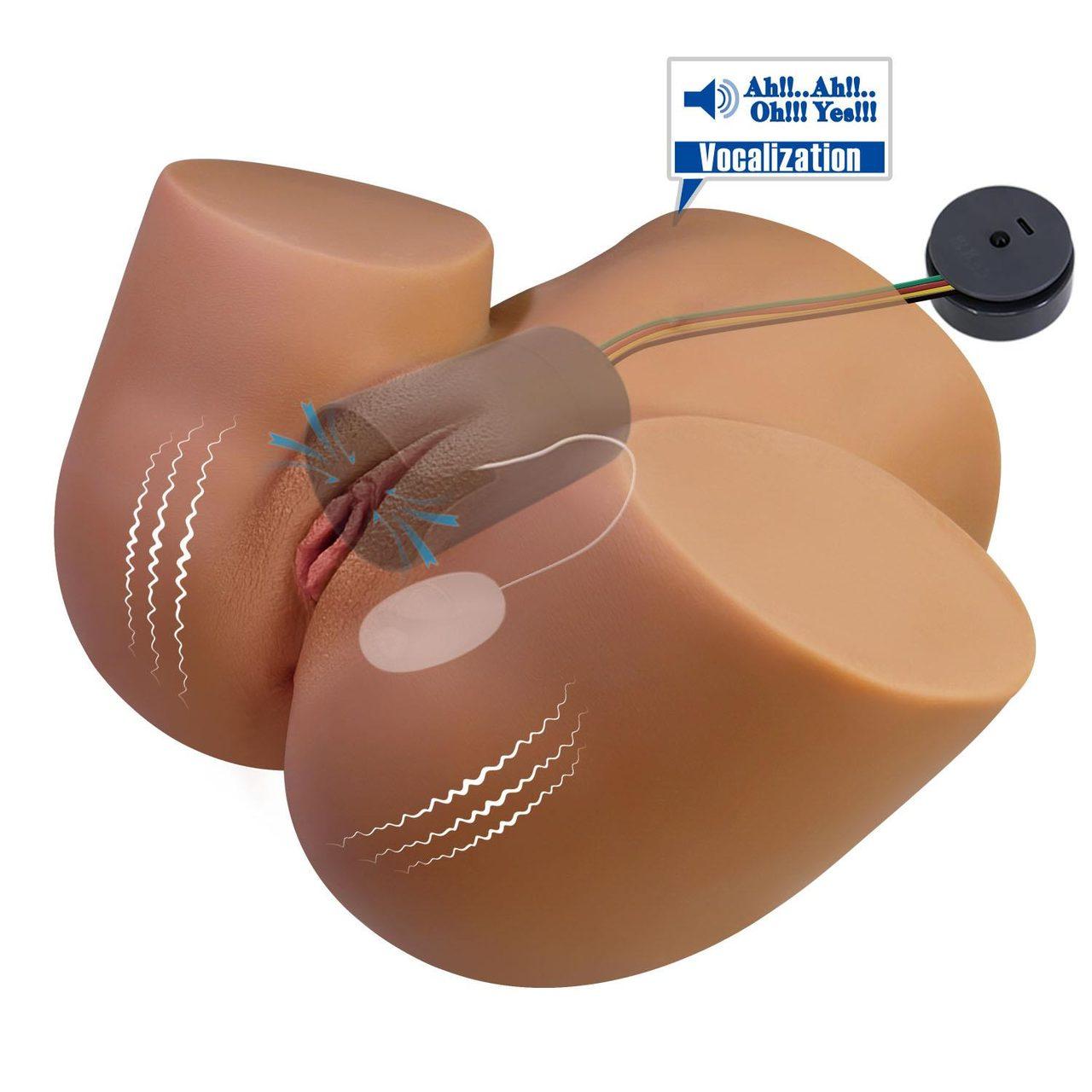 Masturbator 3D wagina i anal z wibracjami brązowy | Loris.pl