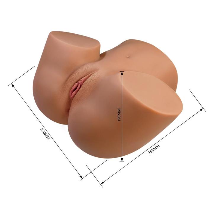 Masturbator 3D wagina i anal z wibracjami brązowy