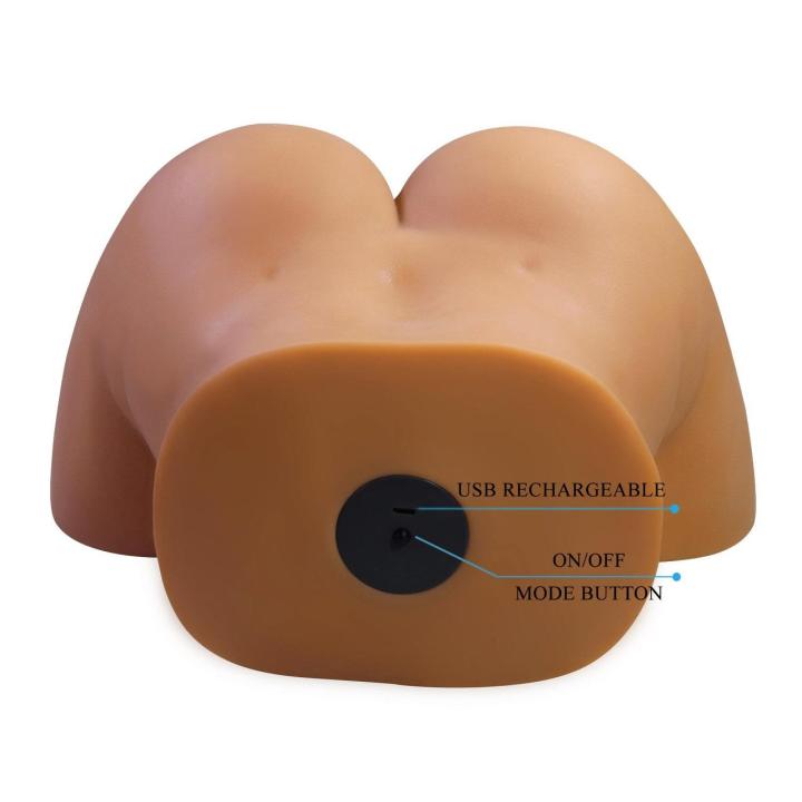 Masturbator 3D wagina i anal z wibracjami brązowy