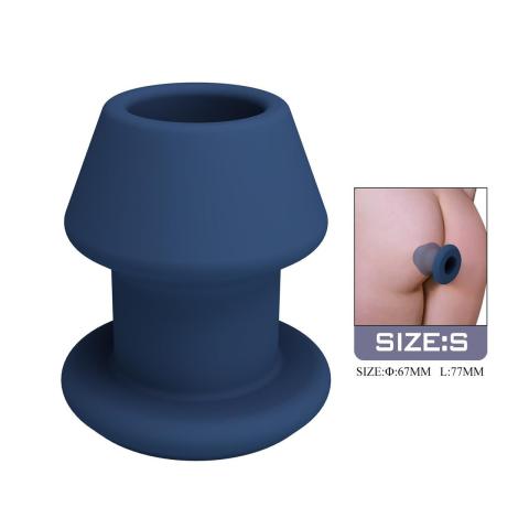Plug analny z otwartym kanałem rozmiar S niebieski | Silikon